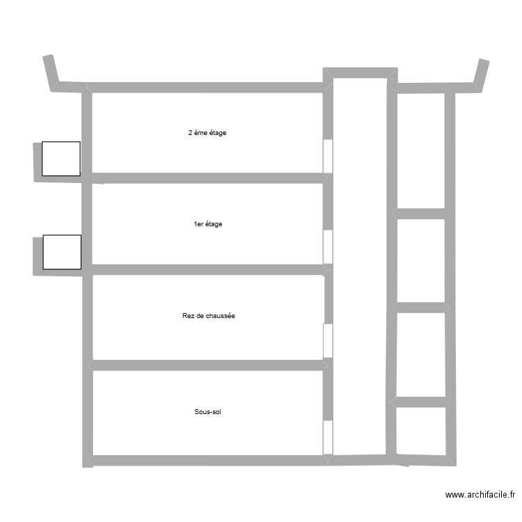 Alco plan de coupe. Plan de 5 pièces et 54 m2
