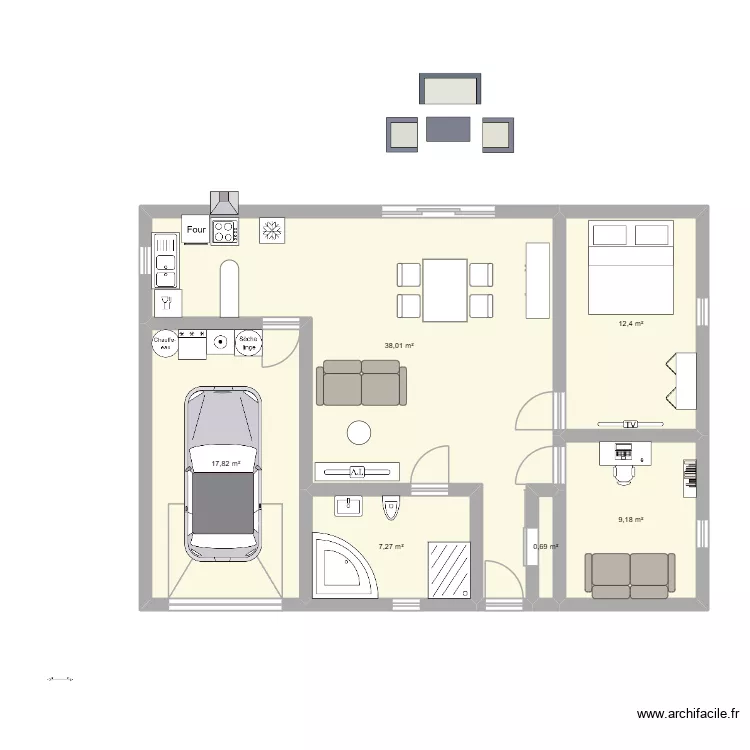 taille maison. Plan de 6  et 85 m²