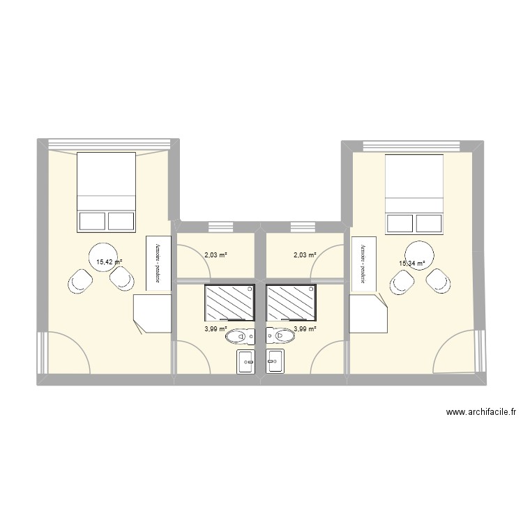 igloo. Plan de 6 pièces et 43 m2