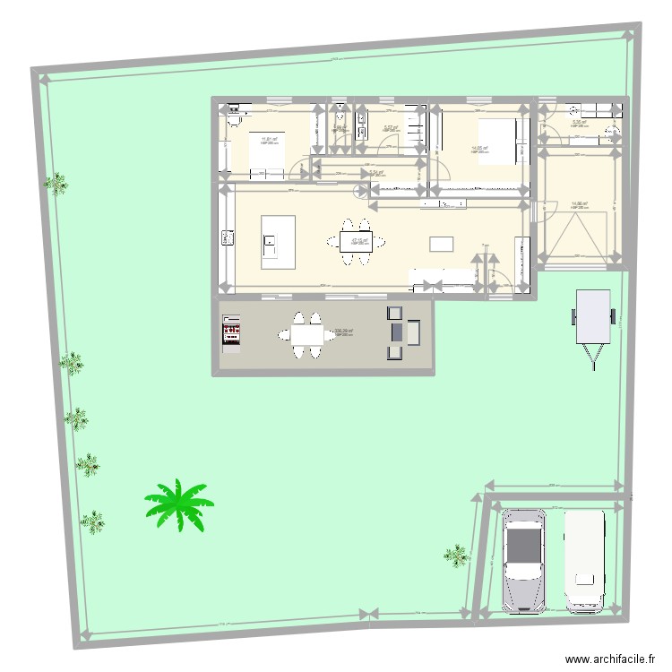 PLAN MAISON LONG. Plan de 10 pièces et 611 m2