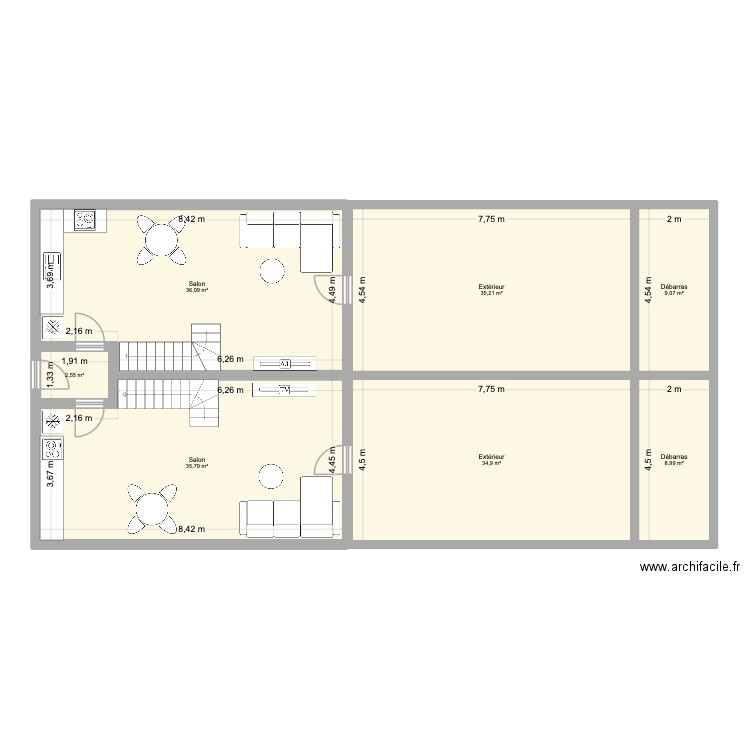 PROJET. Plan de 7 pièces et 163 m2
