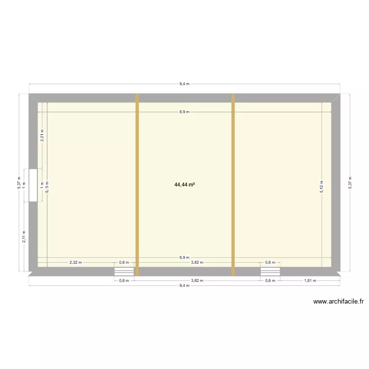 La Terraudi&egrave;re R+1. Plan de 1  et 44 m²