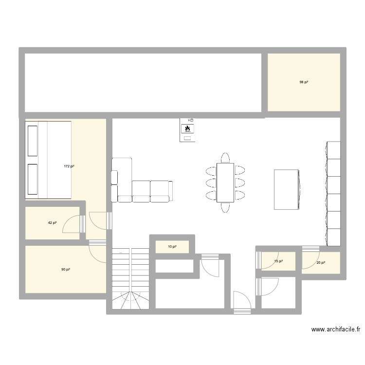 maison. Plan de 7 pièces et 42 m2