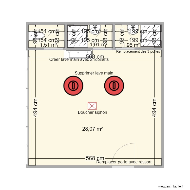 Muselets Valentin. Plan de 4 pièces et 33 m2