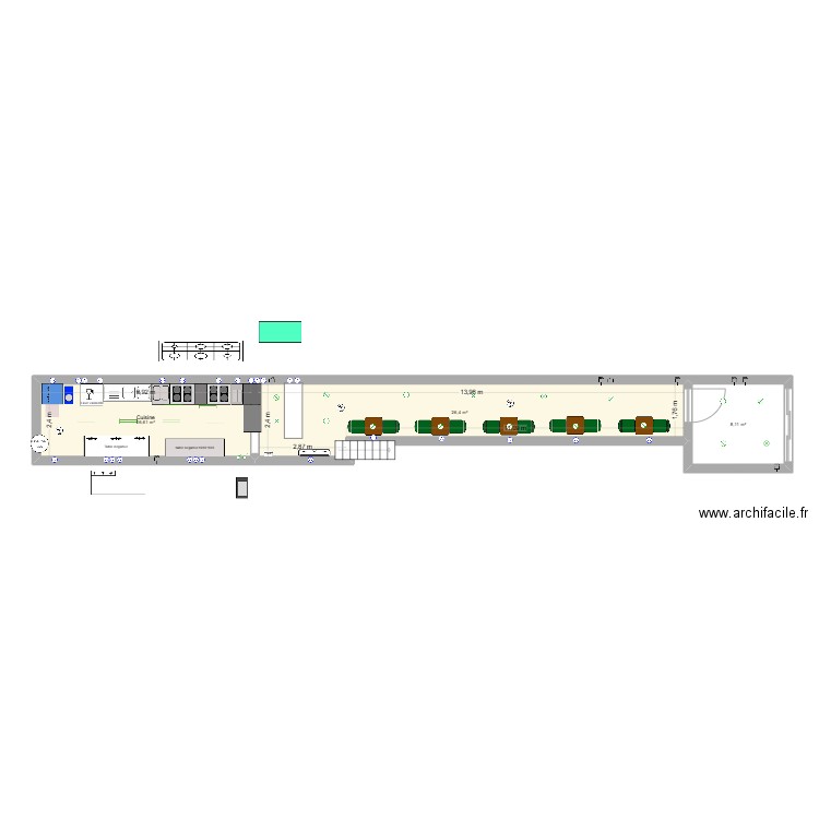 N88DLES GAMBETTA. Plan de 3 pièces et 51 m2