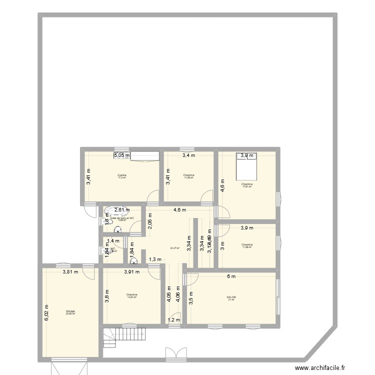 ALI1. Plan de 10 pièces et 149 m2