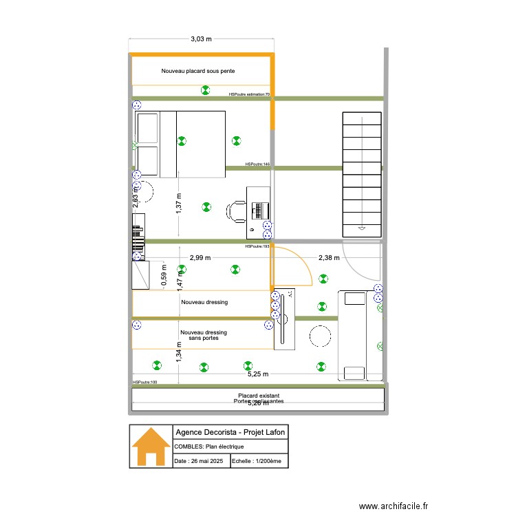 Plan2D_LAFON_COMBLES_ELEC. Plan de 1 pièce et 2 m2