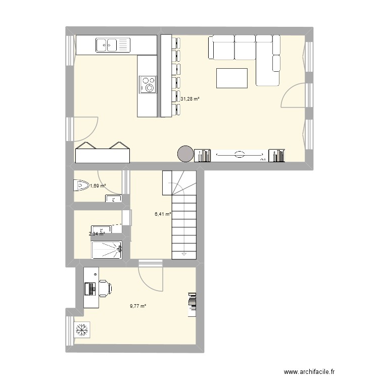 Maison 3. Plan de 5 pièces et 51 m2