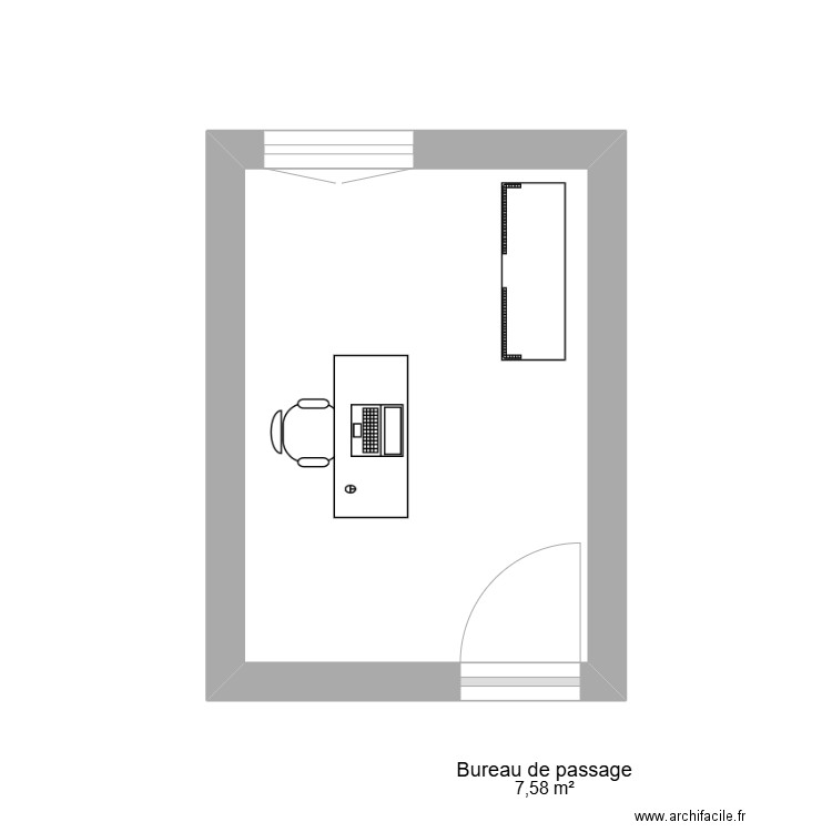 bureau paris 1. Plan de 1 pièce et 8 m2