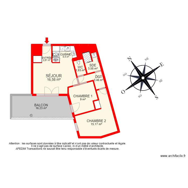 BI 16874 - . Plan de 15 pièces et 90 m2