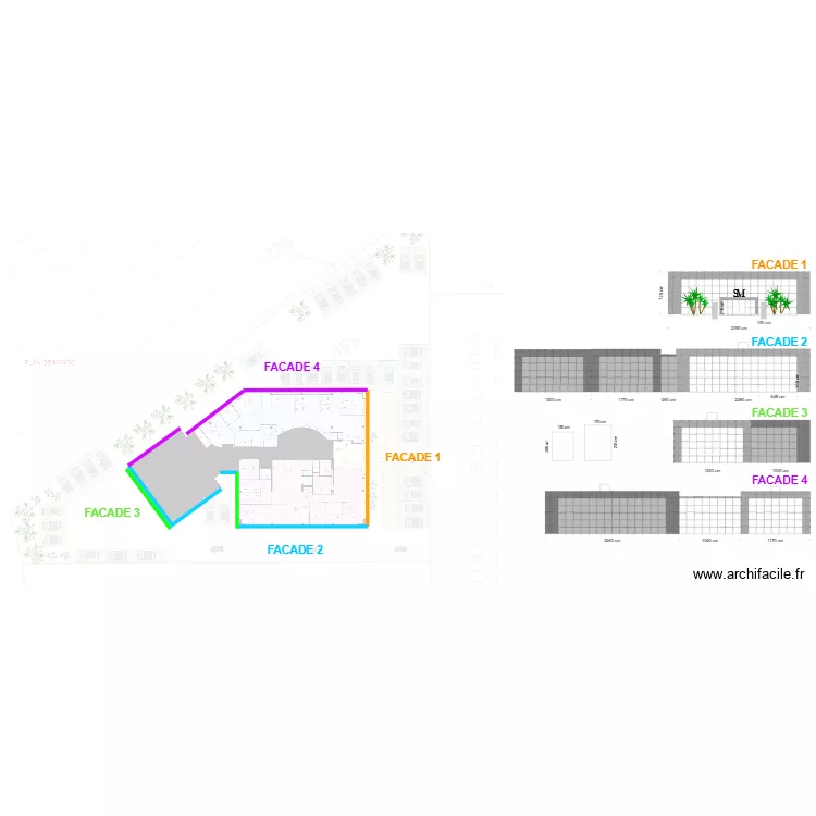 Facade Vichi. Plan de 