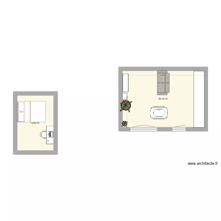 cachan. Plan de 2  et 29 m²