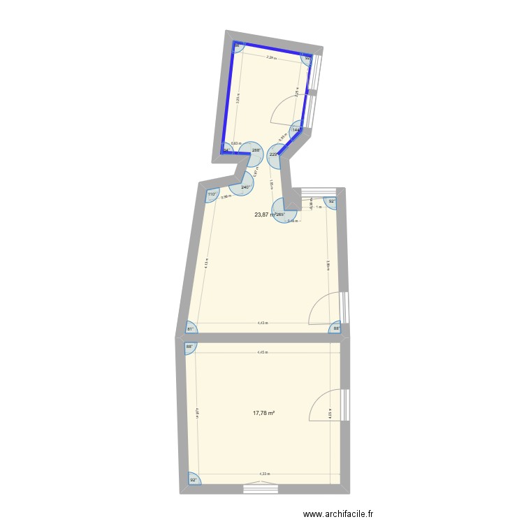 plan global. Plan de 2 pièces et 42 m2