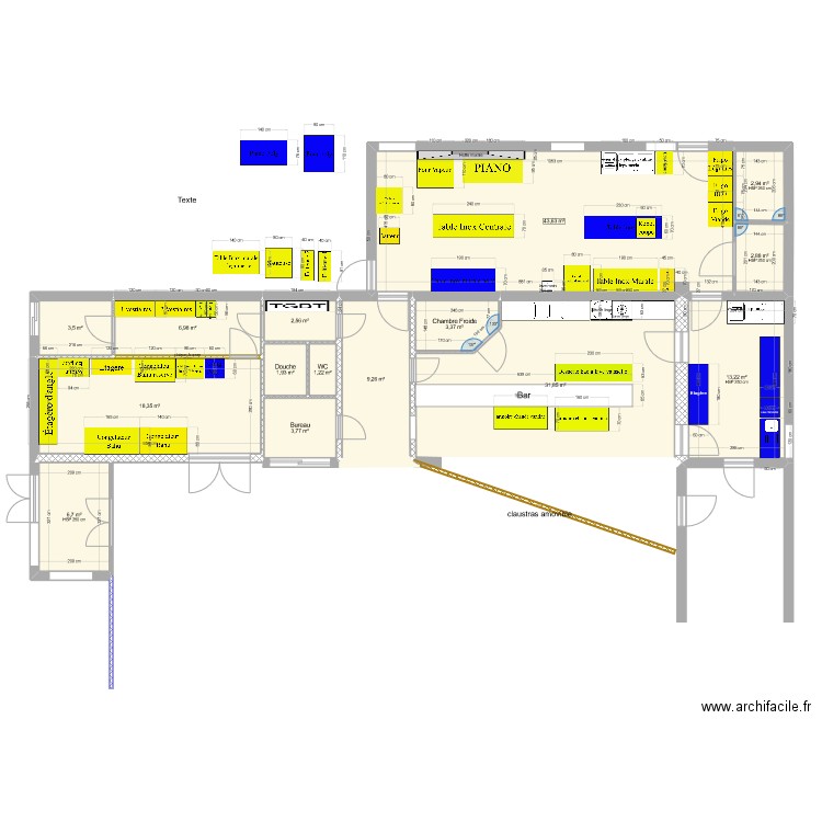 Cuisine salle poly 2. Plan de 15 pièces et 152 m2