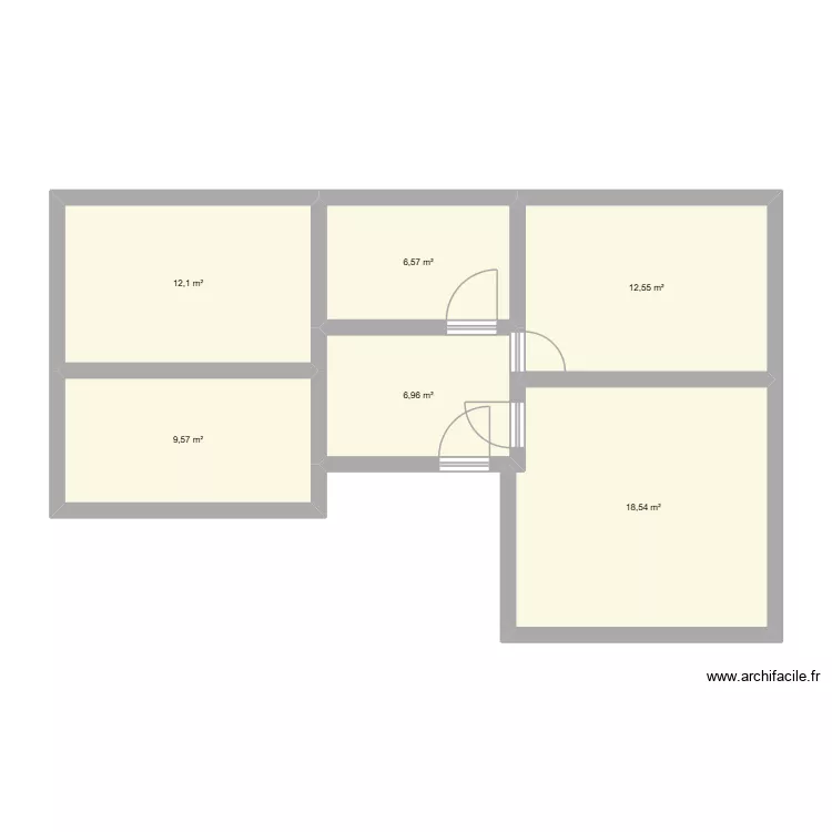 Planta. Plan de 6 Pièces et 66 m²