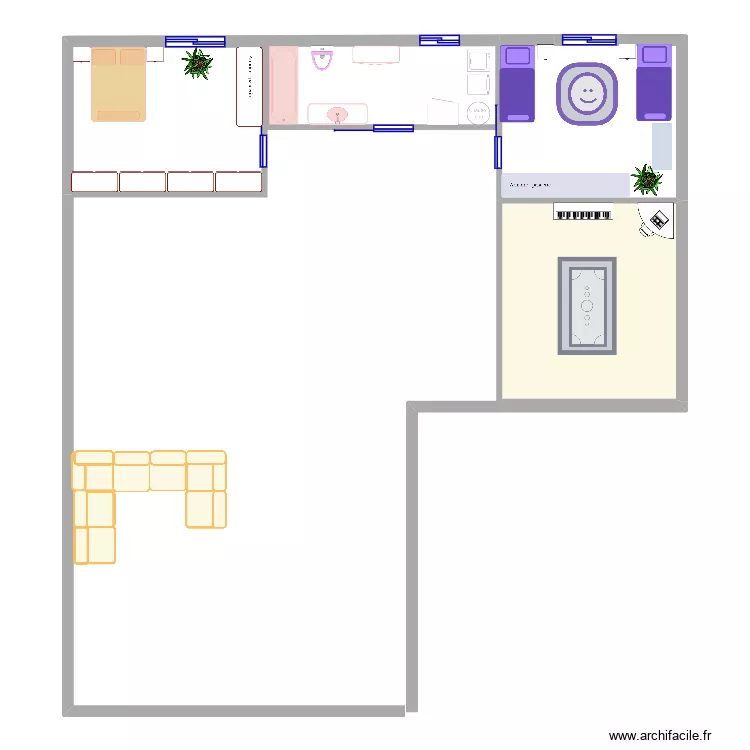 Chale1. Plan de 3  et 55 m²