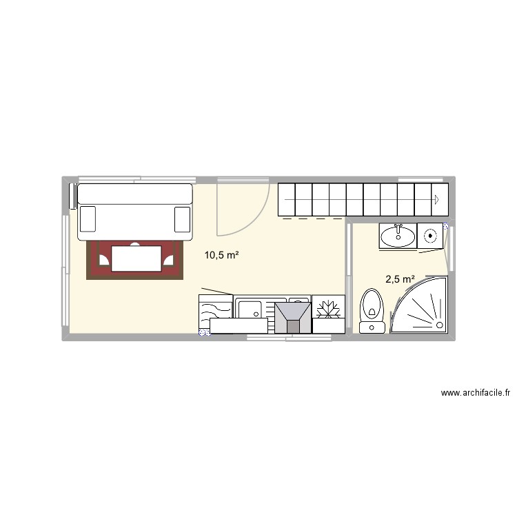 TINY 2. Plan de 2 pièces et 13 m2