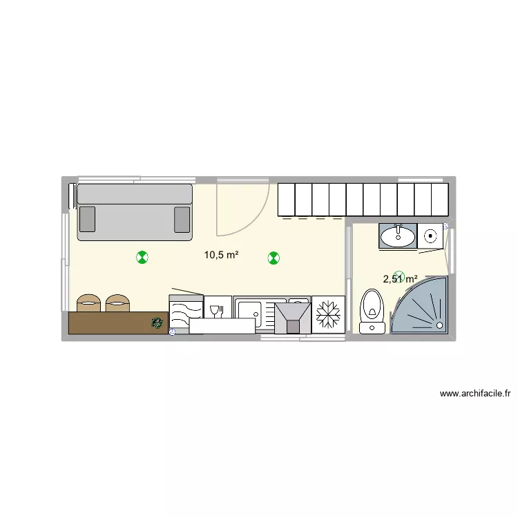 TINY 2. Plan de 2 pièces et 13 m²