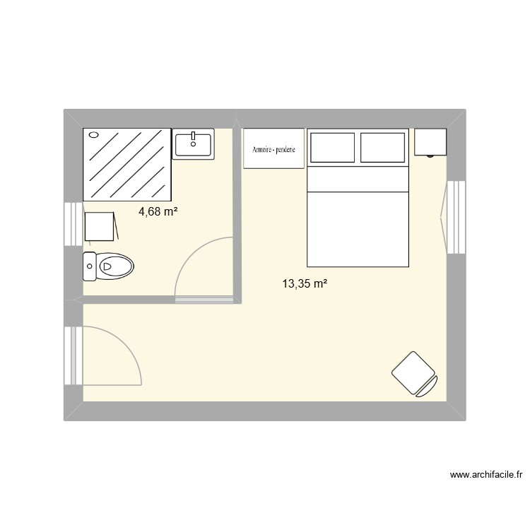 Studio. Plan de 0 pièce et 0 m2