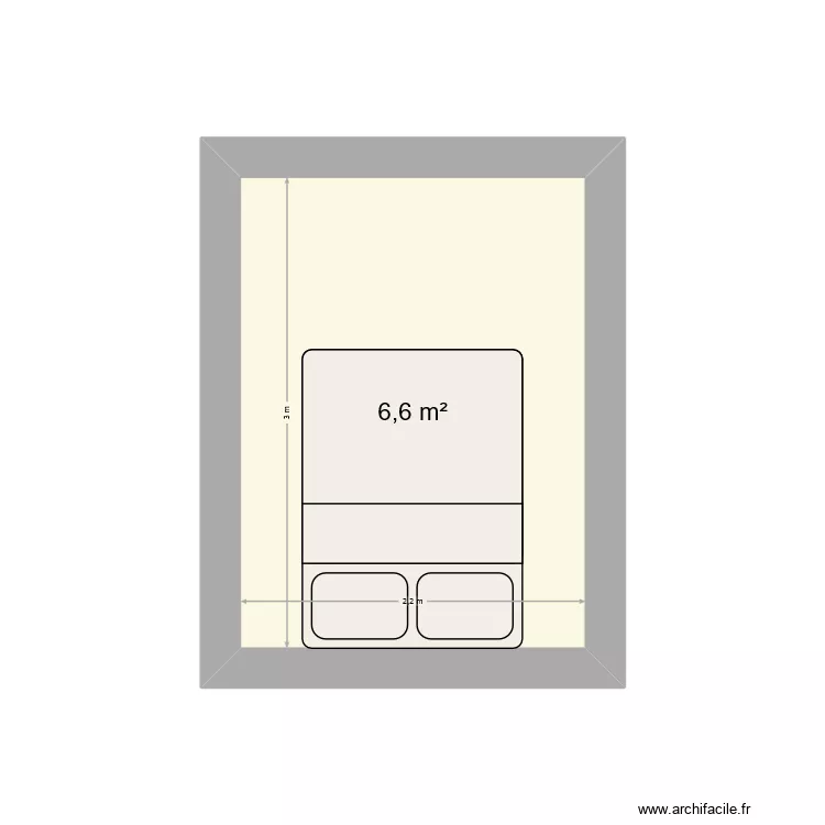 chambre. Plan de 1 Pièce et 7 m²