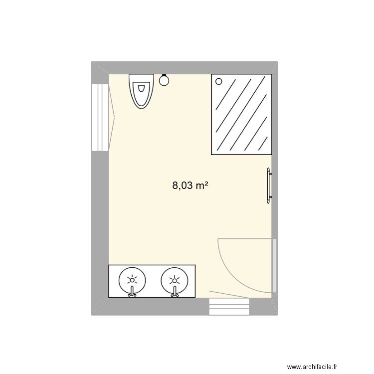 Salle de bain - RDC. Plan de 1 pièce et 8 m2