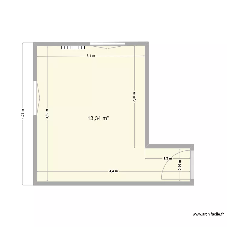 CHAMBRE 1. Plan de 1  et 13 m²