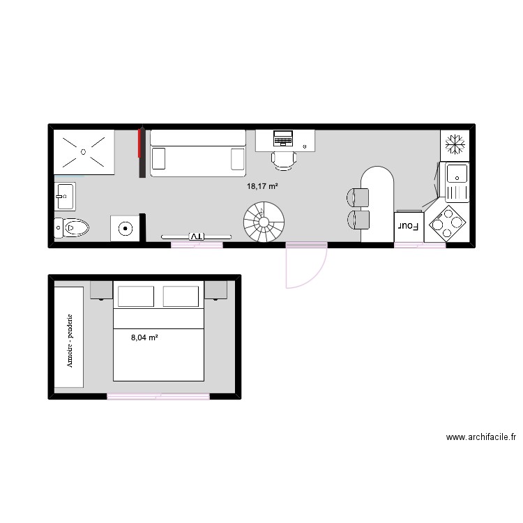 Tiny House Plan Final. Plan de 2 pièces et 26 m2