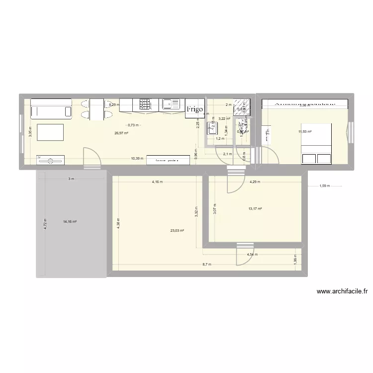Plan Papa Maman V2. Plan de 7  et 93 m²