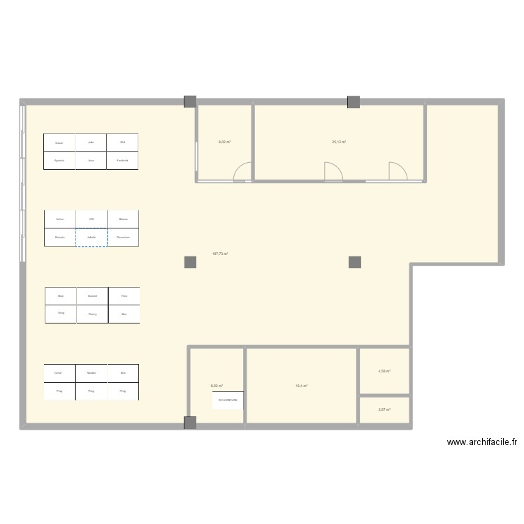 805 options tech. Plan de 7 pièces et 263 m2