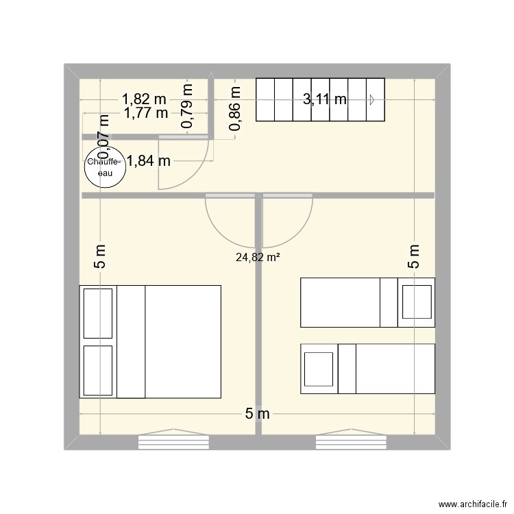 Capbreton Etage. Plan de 1 pièce et 25 m2
