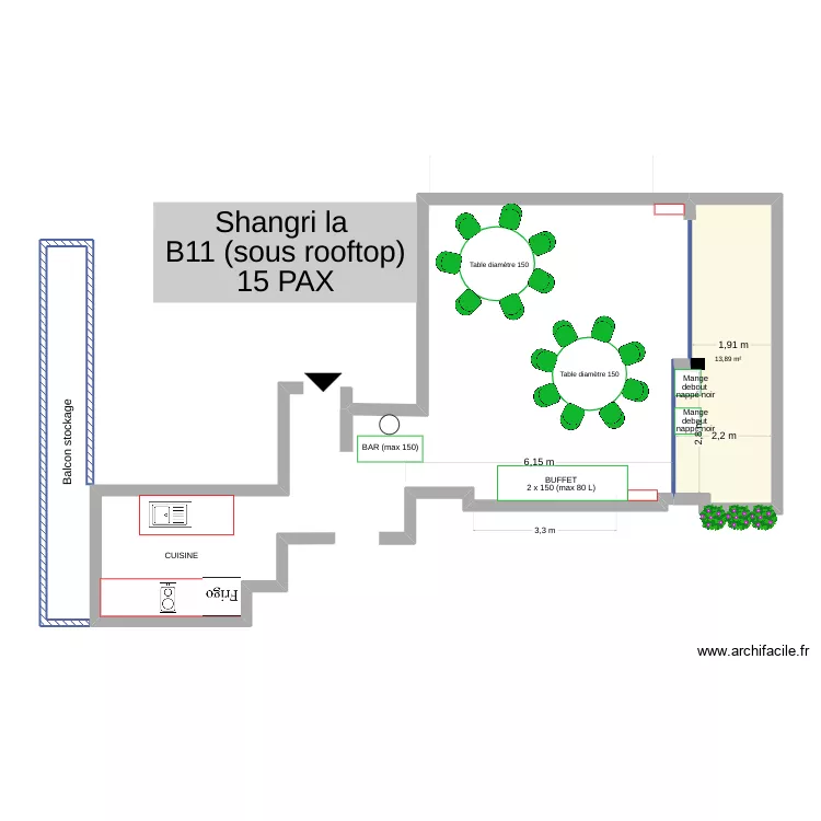Shangri La B11 (sous Rooftop). Plan de 