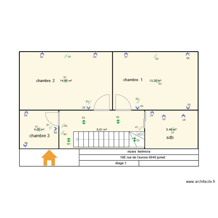 NIYARA   ETEGE 1. Plan de 5 pièces et 46 m2