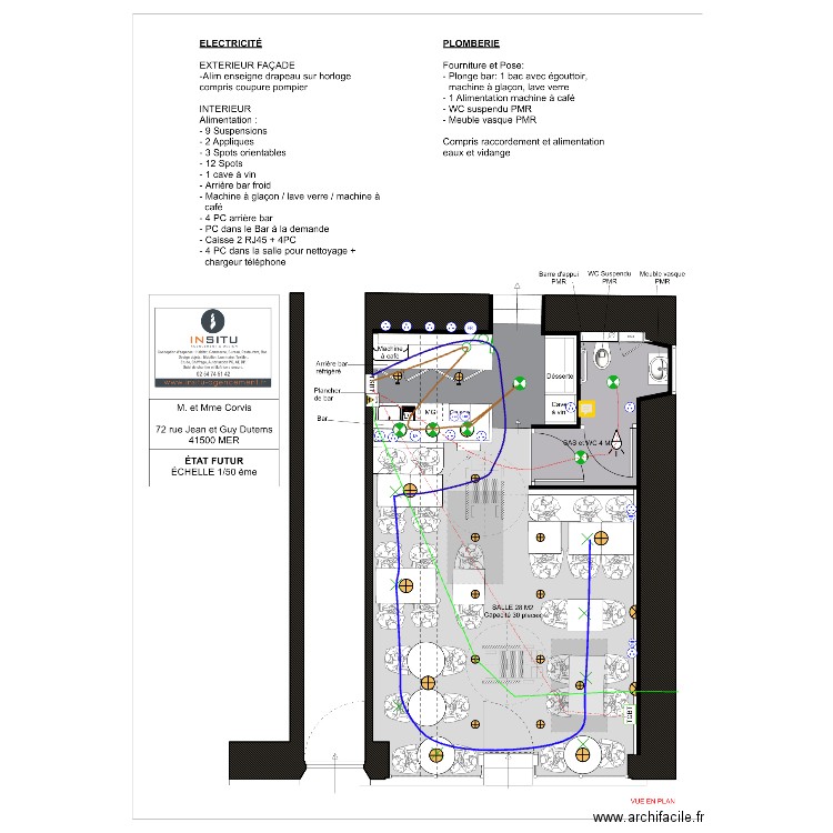 Elec local restaurant . Plan de 0 pièce et 0 m2