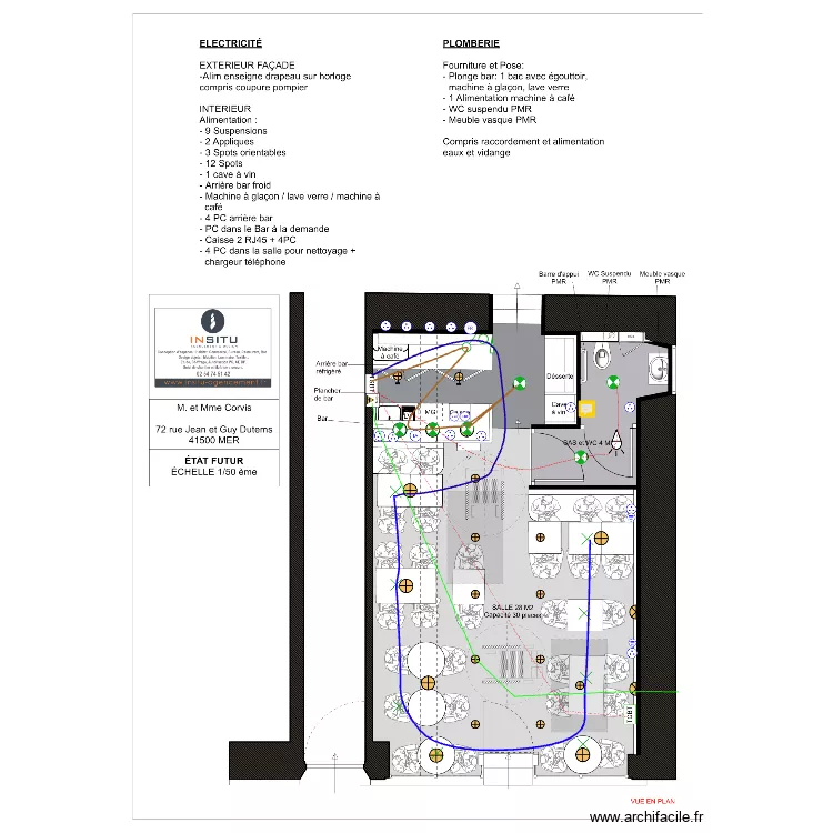 Elec local restaurant . Plan de 