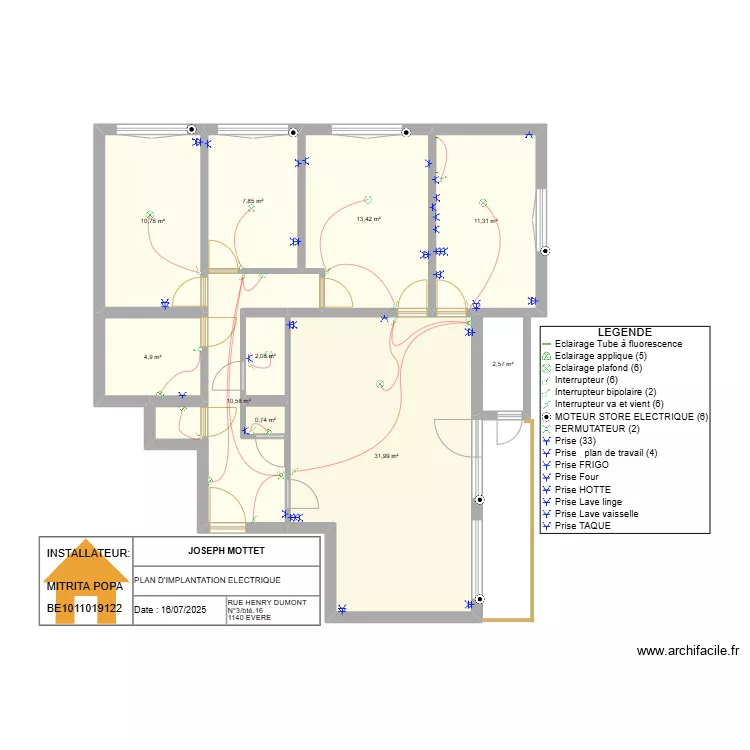 JOSEPH MOTTET. Plan de 