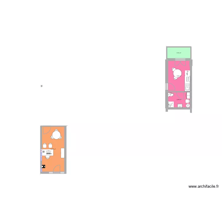 Loge Villecroze. Plan de 4  et 33 m²