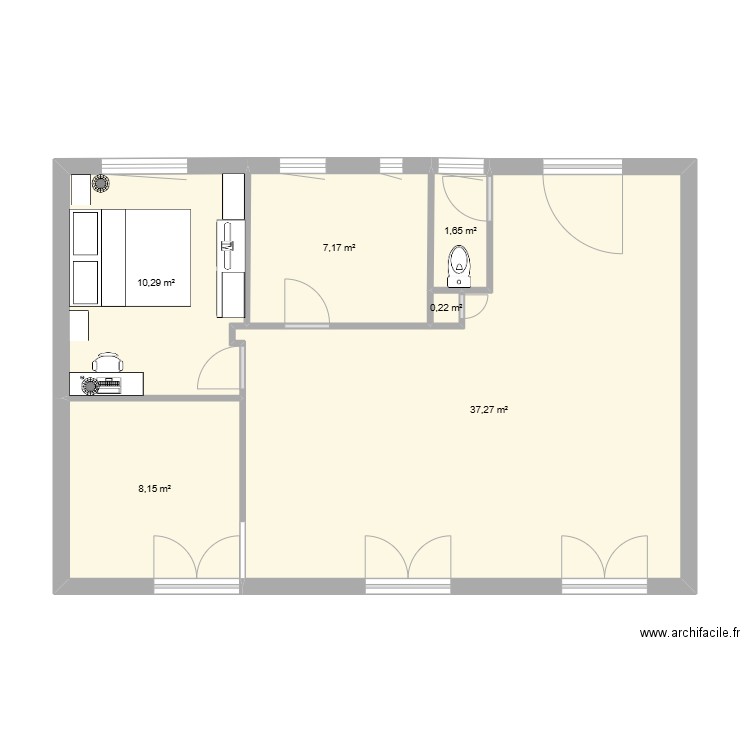 MAISON ACTUEL. Plan de 6 pièces et 65 m2