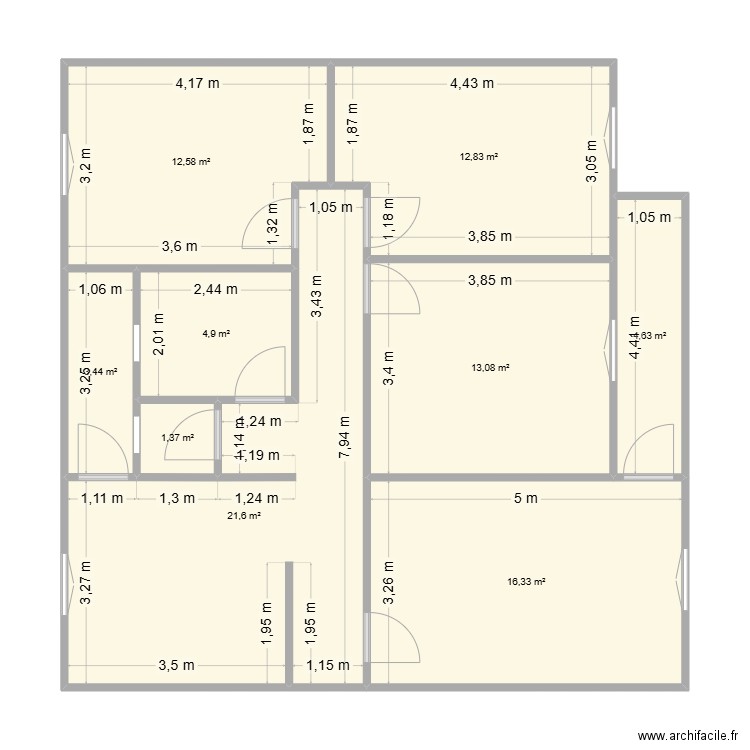 plan mesure exact. Plan de 9 pièces et 91 m2