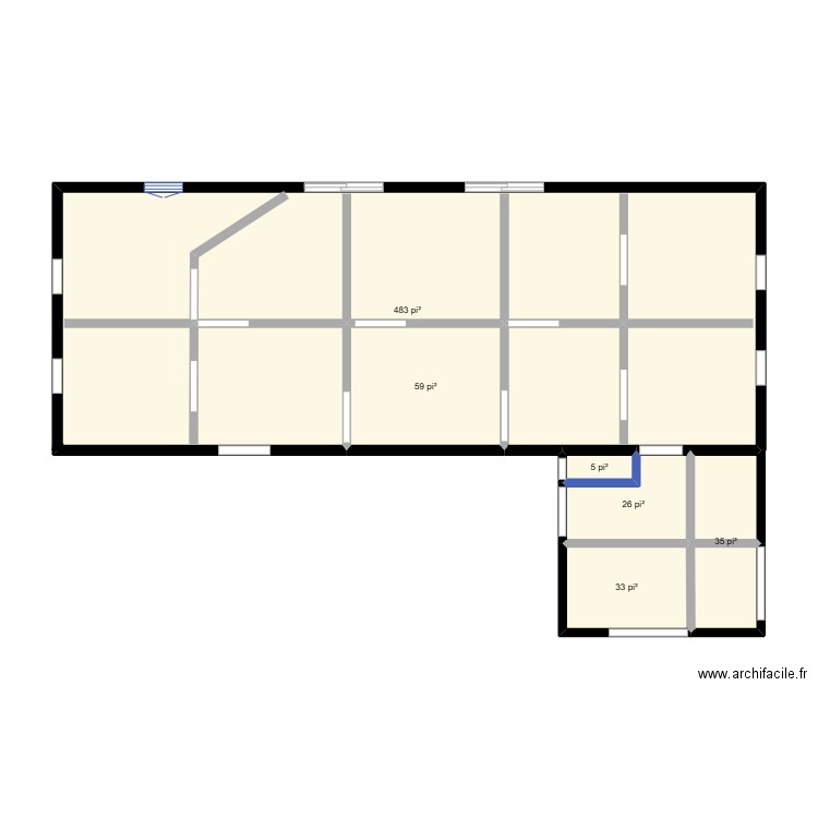 CHAMBRE. Plan de 6 pièces et 60 m2