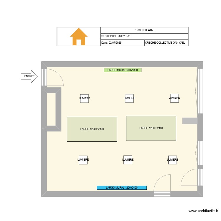 CRECHE COLLECTIVE GAN YAEL SECTION DES MOYENS. Plan de 2 pièces et 42 m2