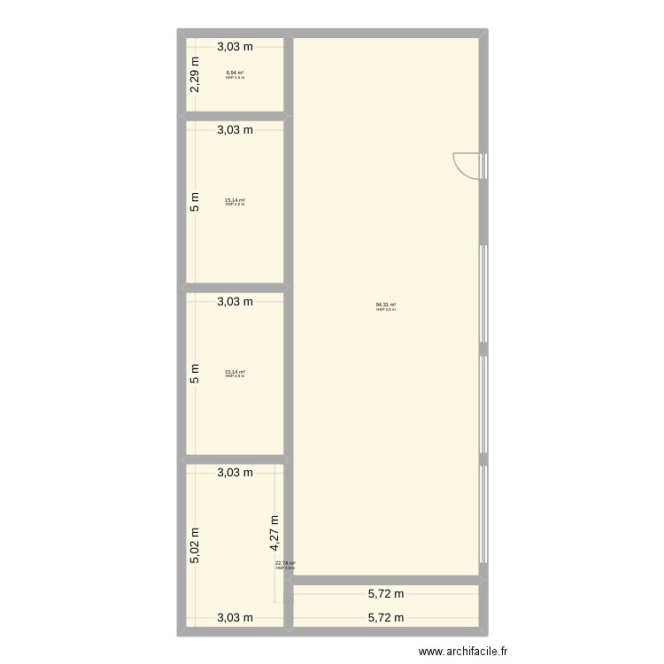 appartement. Plan de 5 pièces et 154 m2