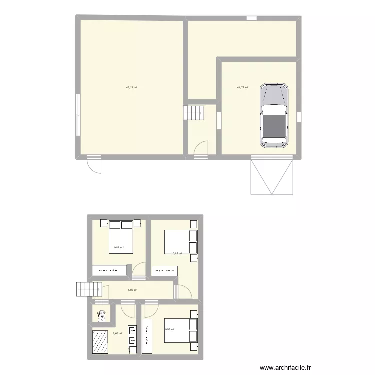 Plan Maison demi niveau. Plan de 