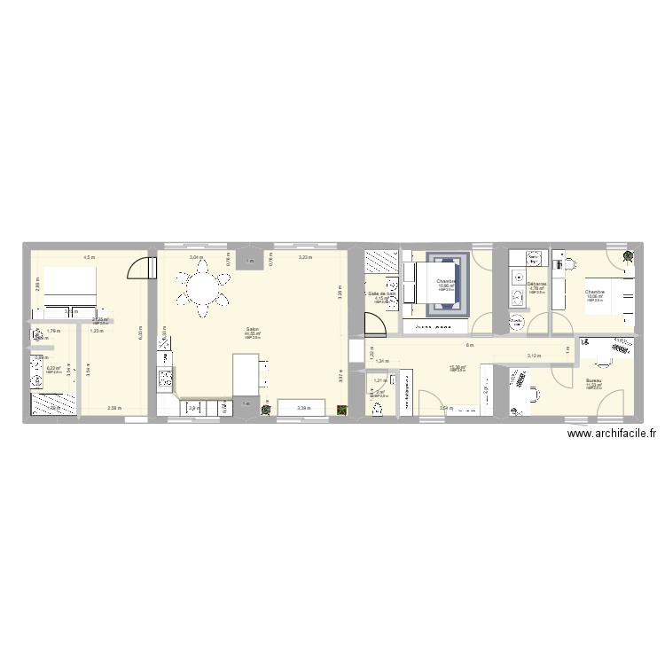 Rénovation 3. Plan de 10 pièces et 131 m2