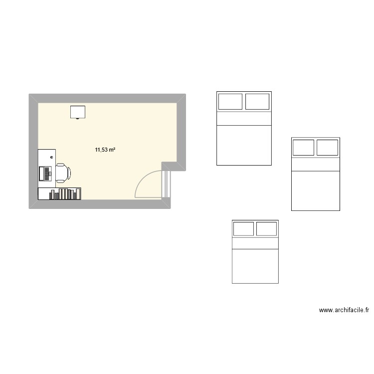 alex. Plan de 1 pièce et 12 m2