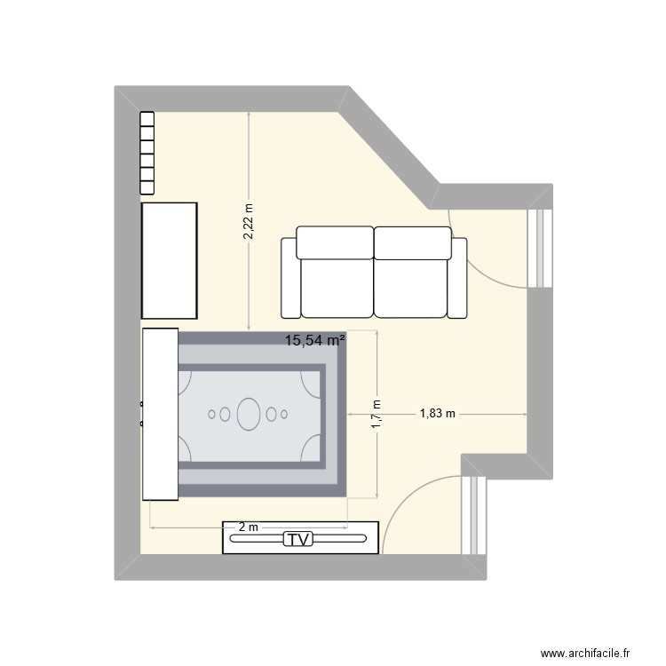 serurier. Plan de 1 pièce et 16 m2