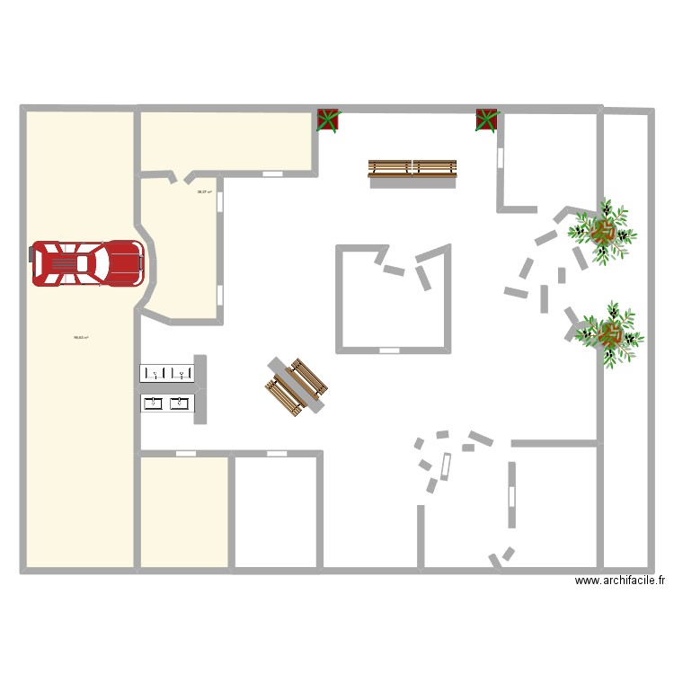 Centre commercial. Plan de 3 pièces et 154 m2