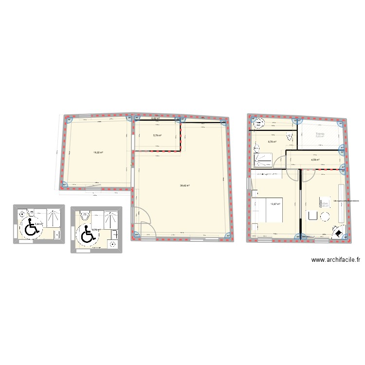 dépendance. Plan de 9 pièces et 111 m2