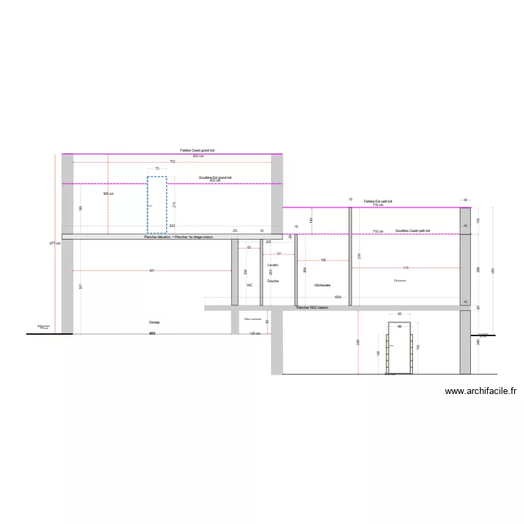 Projet RDF_Coupe Extension_4_sans escalier de cave. Plan de Projet RDF_Coupe Extension_4_sans escalier de cave. Plan de