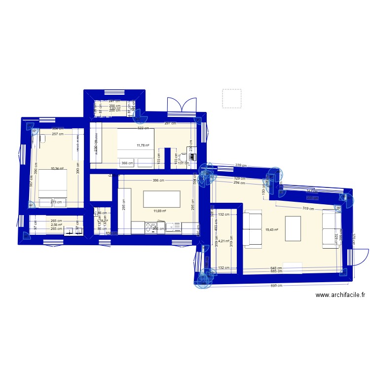 MAISON2. Plan de 9 pièces et 122 m2