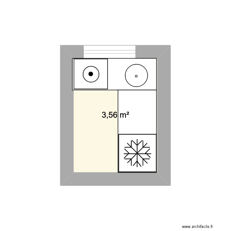 ttt. Plan de 1 pièce et 4 m2